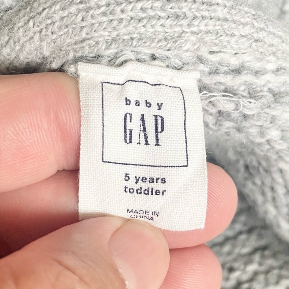 Gap Kids unisex gray Cardigan size 5 Holiday chunky Cotton Wool Knit classic - Picture 6 of 6
